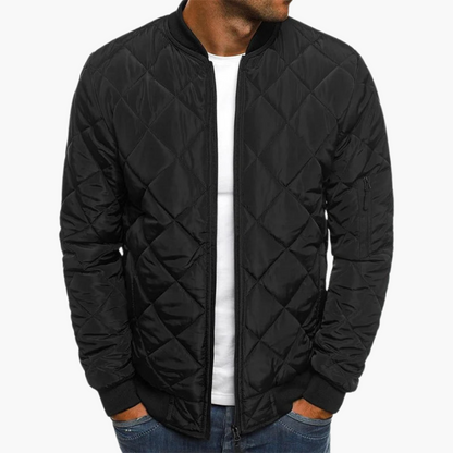Bomber jacket with diamond pattern